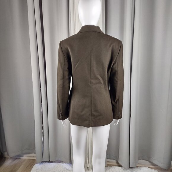 United Colors Of Benetton 100% Wool Brown Three Button Two Pocket Blazer Size 2 - Picture 3 of 14
